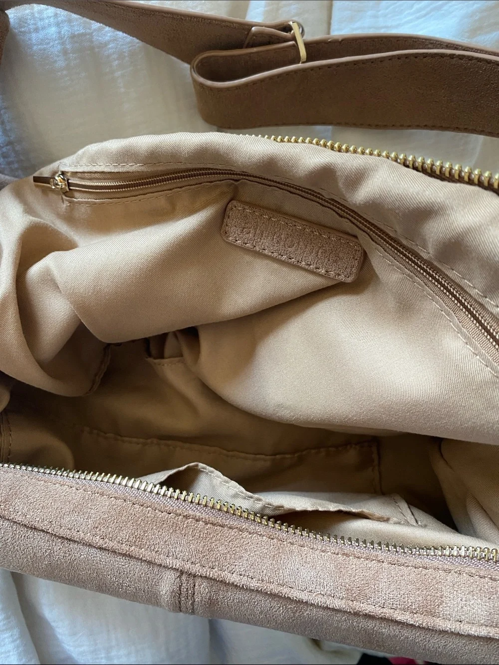 Suede Hobo Shoulder Bag in Brown